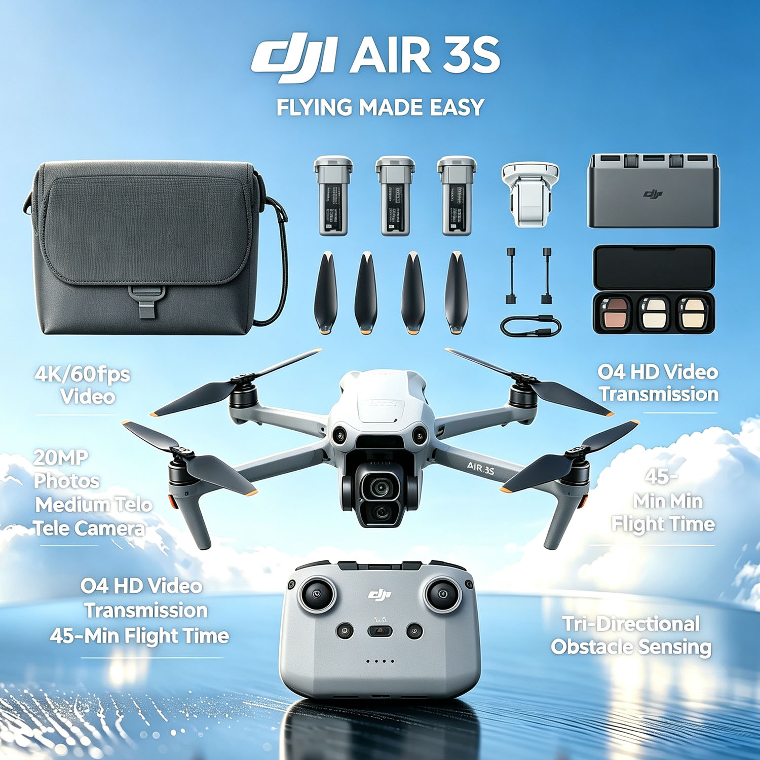 Open Box-DJI Air 3S Fly More C - Drone Rc N3 3 Batteries บทวิจารณ์และราคา